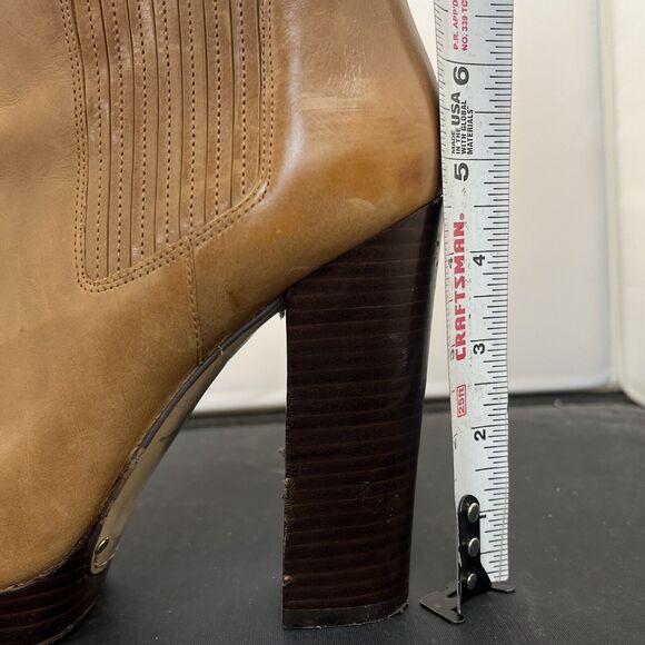 Michael Kors Ankle Boots Booties Tan Brown Leather Platform Heels 8M FS Charity - Picture 12 of 12
